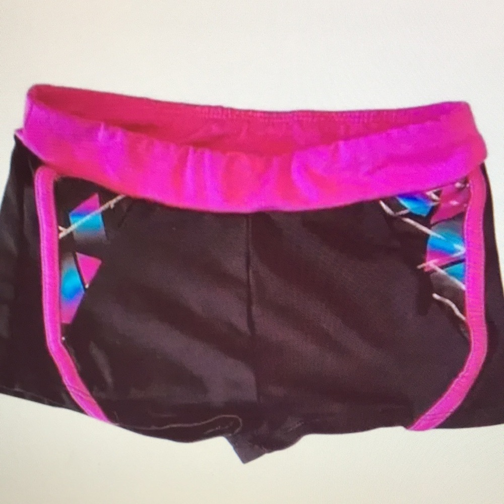 Women's Black and Pink Athletic Shorts